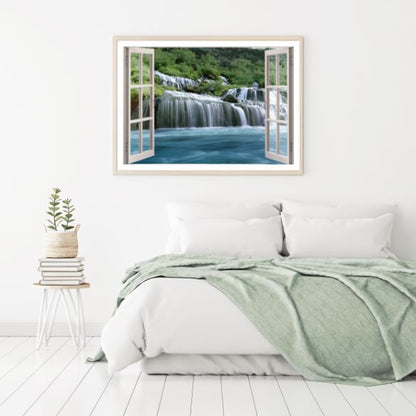 Waterfall Window View Photograph Home Decor Premium Quality Poster Print Choose Your Sizes