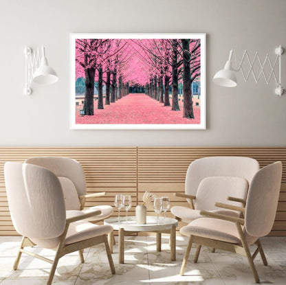 Pink Flower Trees Park Photograph Home Decor Premium Quality Poster Print Choose Your Sizes