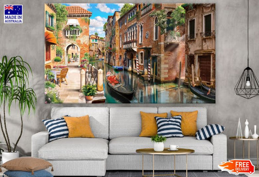 Buildings & Canal Digital Art Print 100% Australian Made