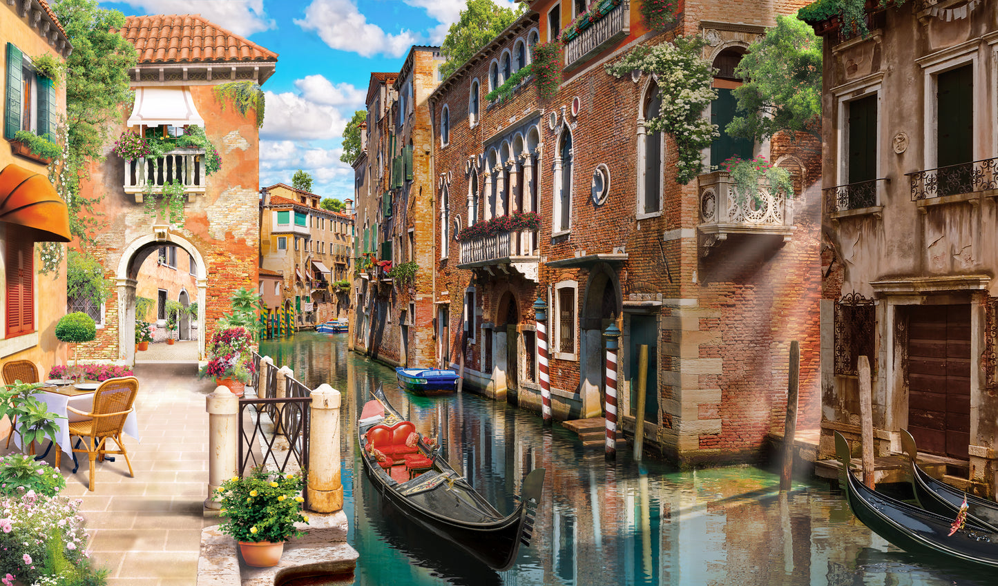 Canal , Gondolas & Buildings Digital Art Print 100% Australian Made
