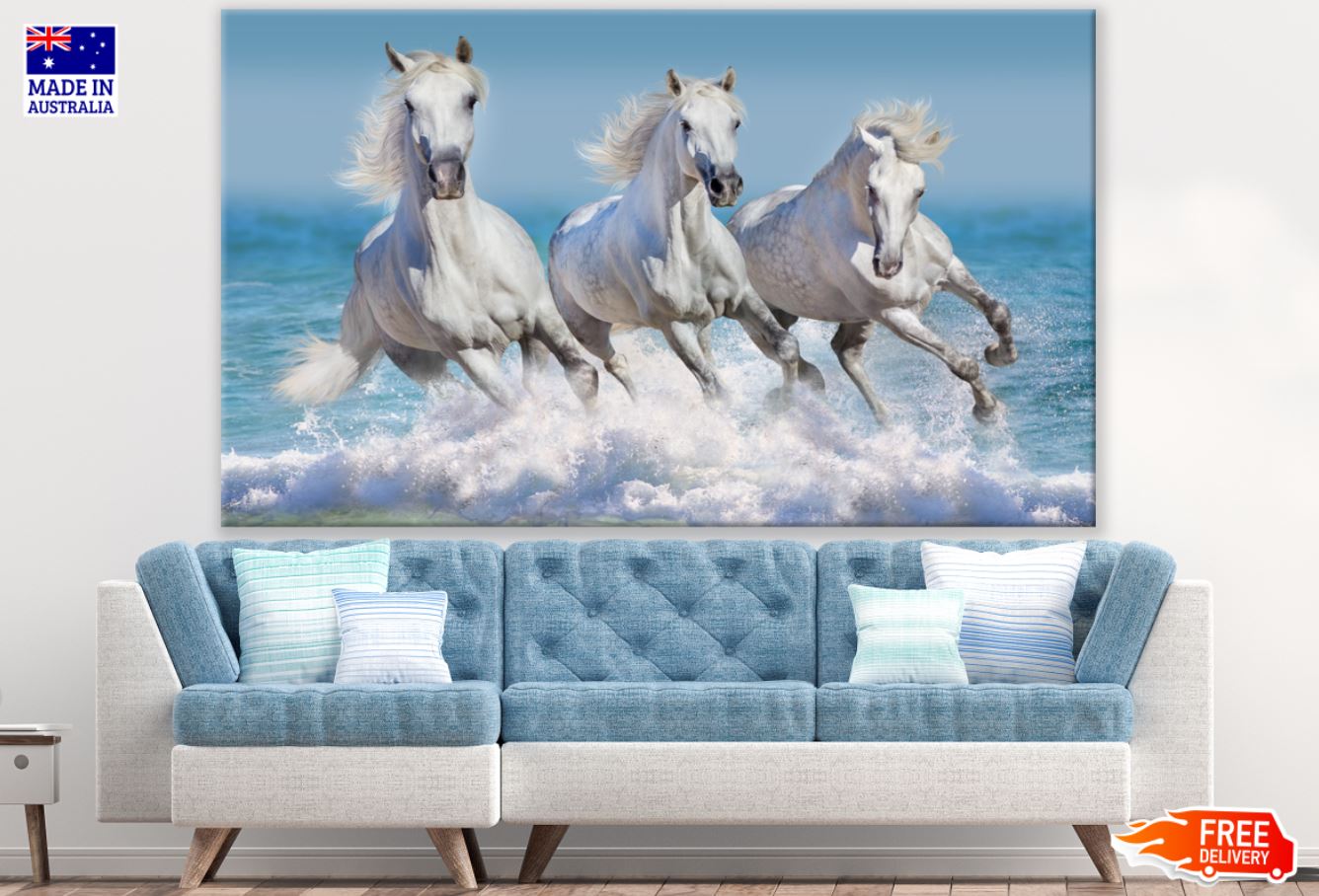 Running Horses on Water Photograph Print 100% Australian Made