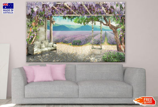 House & Lavender Field Watercolor Painting Print 100% Australian Made