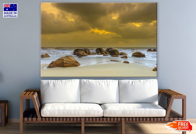 Sea with Golden Sky Photograph Print 100% Australian Made
