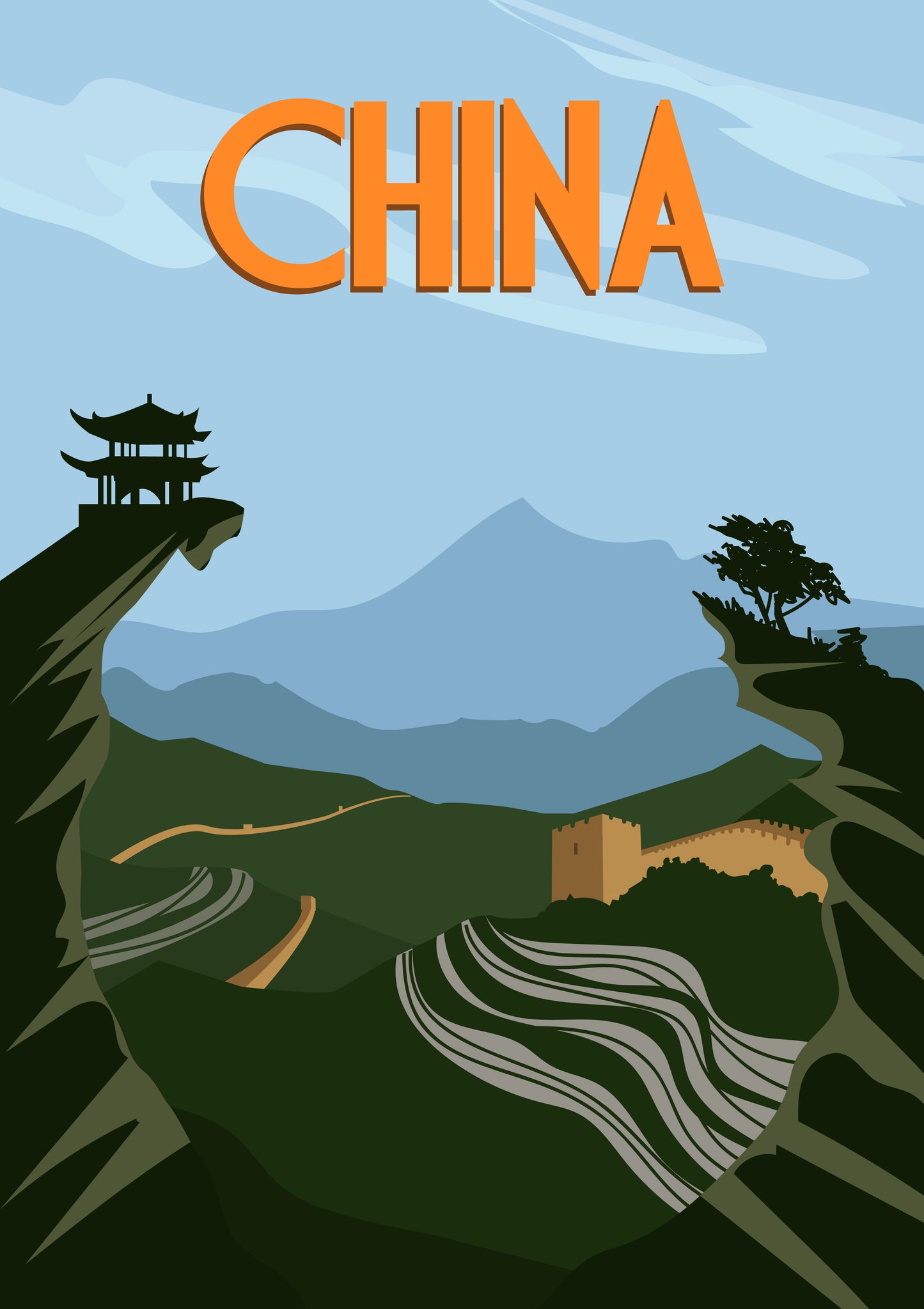 China Landscape Art Poster Print 100% Australian Made