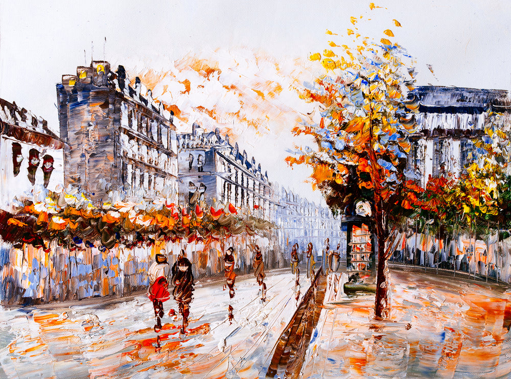 City Street Oil Painting Home Decor Premium Quality Poster Print Choose Your Sizes
