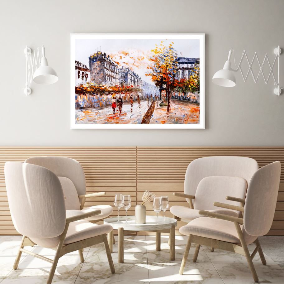 City Street Oil Painting Home Decor Premium Quality Poster Print Choose Your Sizes
