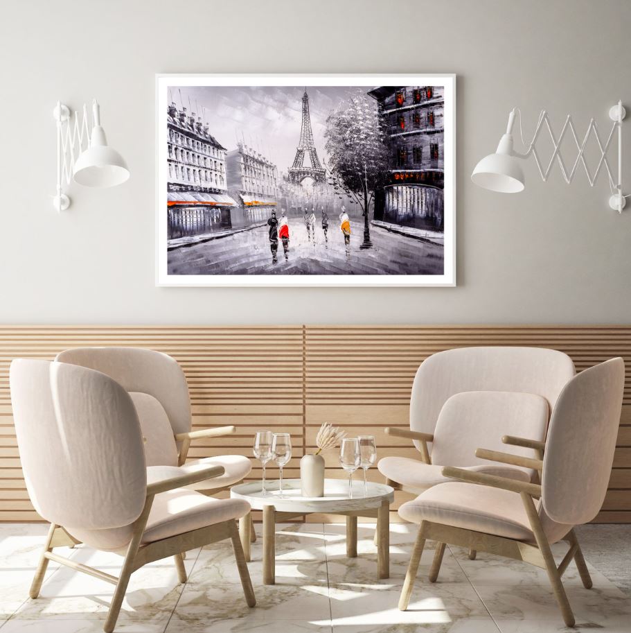 Eiffel Tower Street View Painting Home Decor Premium Quality Poster Print Choose Your Sizes