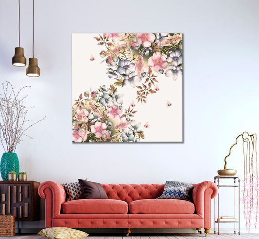 Square Canvas Floral Painting High Quality Print 100% Australian Made