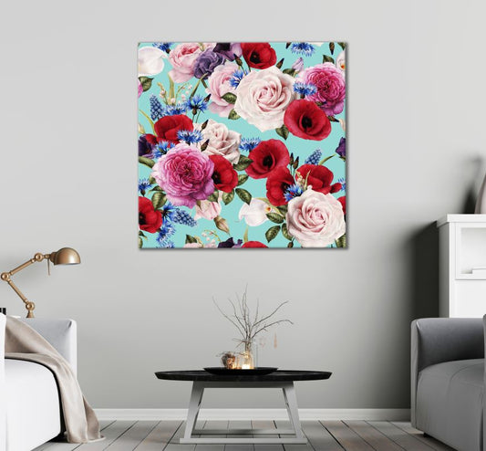 Square Canvas Floral Painting High Quality Print 100% Australian Made