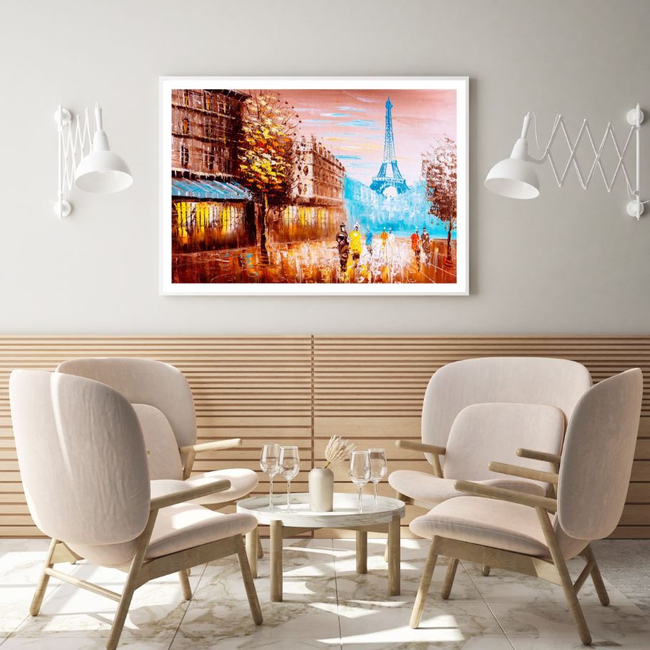Eiffel Tower Street View Painting Home Decor Premium Quality Poster Print Choose Your Sizes