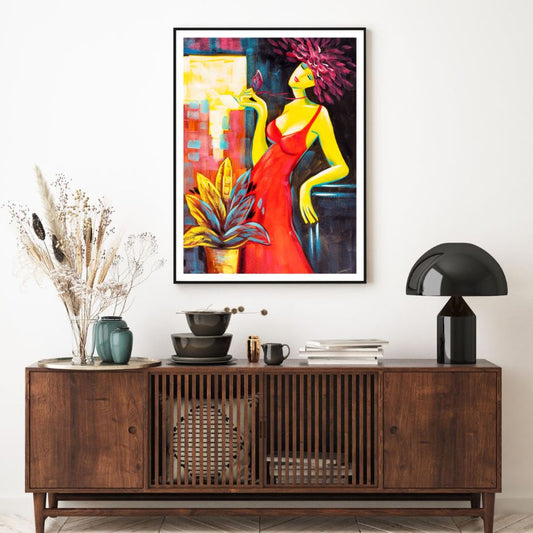Colorful Girl Oil Painting Home Decor Premium Quality Poster Print Choose Your Sizes