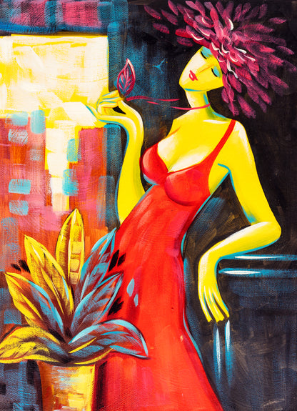 Colorful Girl Oil Painting Print 100% Australian Made