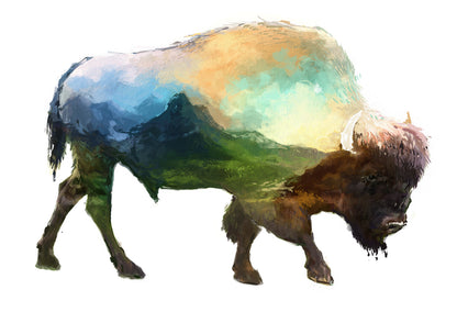 Bison Watercolor Abstract Watercolor Painting Print 100% Australian Made