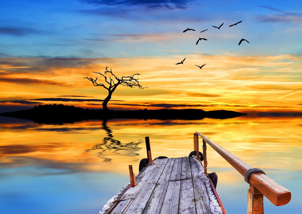 Wooden Pier Over Lake Photograph Print 100% Australian Made