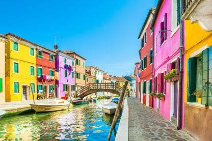 Colorful Houses & Canal Scenery Print 100% Australian Made