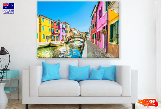 Colorful Houses & Canal Scenery Print 100% Australian Made