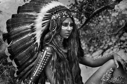 Indian Woman Hunter B&W Portrait Photograph Print 100% Australian Made