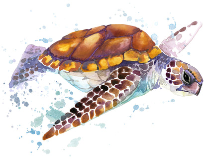 Sea Turtle Swimming Painting Print 100% Australian Made