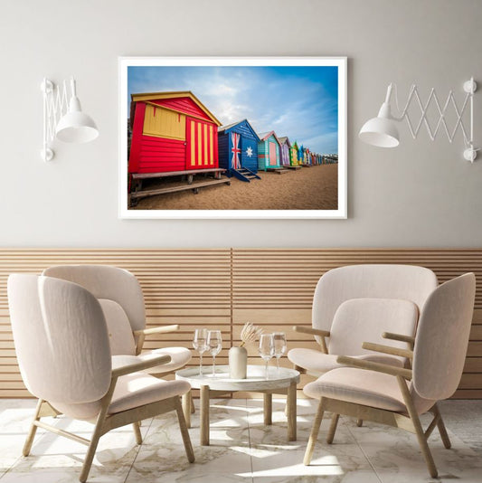 Colorful Beach Huts Photograph Home Decor Premium Quality Poster Print Choose Your Sizes