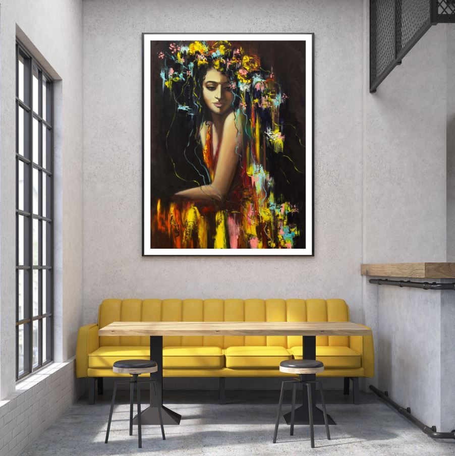 Girl with Floral Headdress Paint Home Decor Premium Quality Poster Print Choose Your Sizes