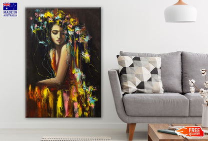 Girl with Floral Headdress Watercolor Painting Print 100% Australian Made