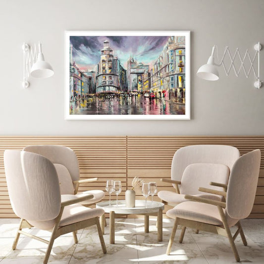 Busy City Watercolor Painting Home Decor Premium Quality Poster Print Choose Your Sizes