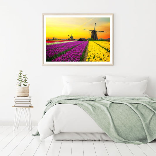 Colorful Tulips Field & Windmills Home Decor Premium Quality Poster Print Choose Your Sizes