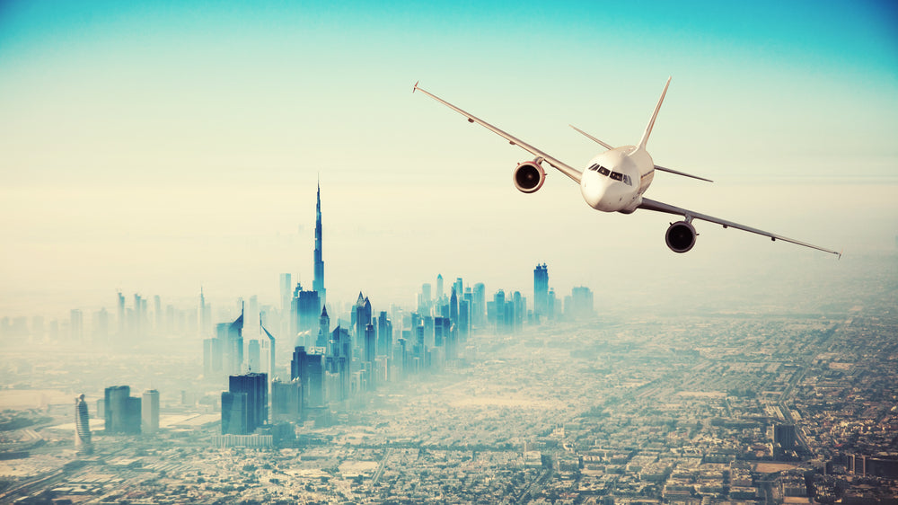 Plane Flying Over City Photograph Home Decor Premium Quality Poster Print Choose Your Sizes