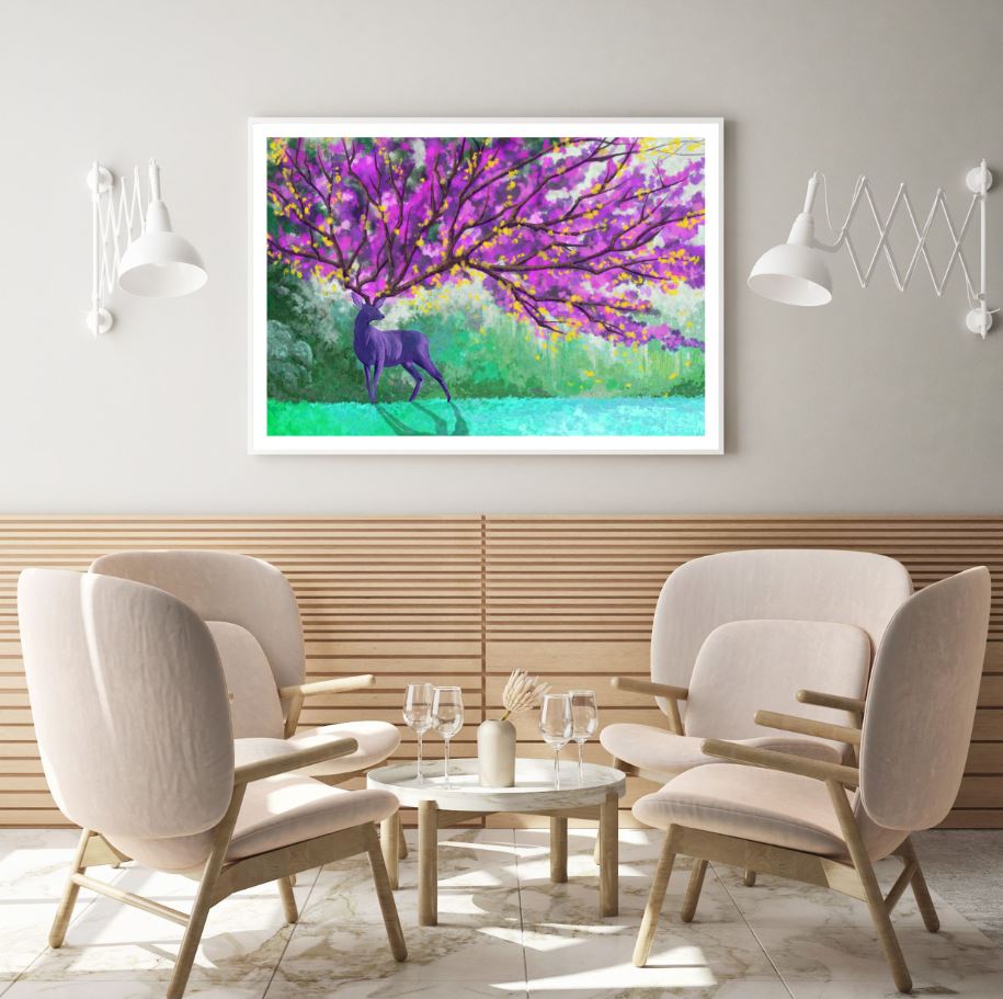 Deer with Floral Antler Painting Home Decor Premium Quality Poster Print Choose Your Sizes