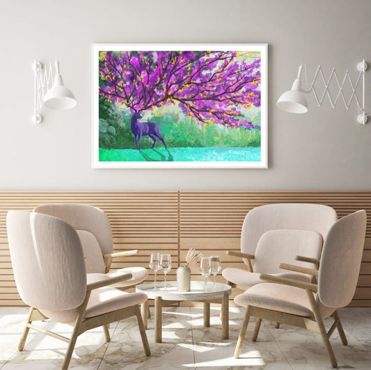 Deer with Floral Antler Painting Home Decor Premium Quality Poster Print Choose Your Sizes