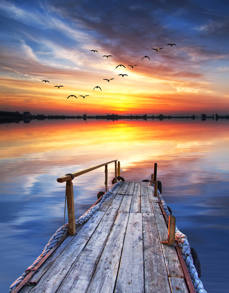 Wooden Pier Over Lake Photograph Print 100% Australian Made