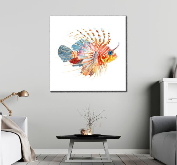 Square Canvas Colorful Fish Watercolor Painting High Quality Print 100% Australian Made