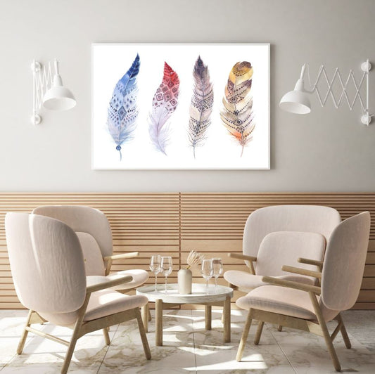 Colorful Feathers Watercolor Art Home Decor Premium Quality Poster Print Choose Your Sizes