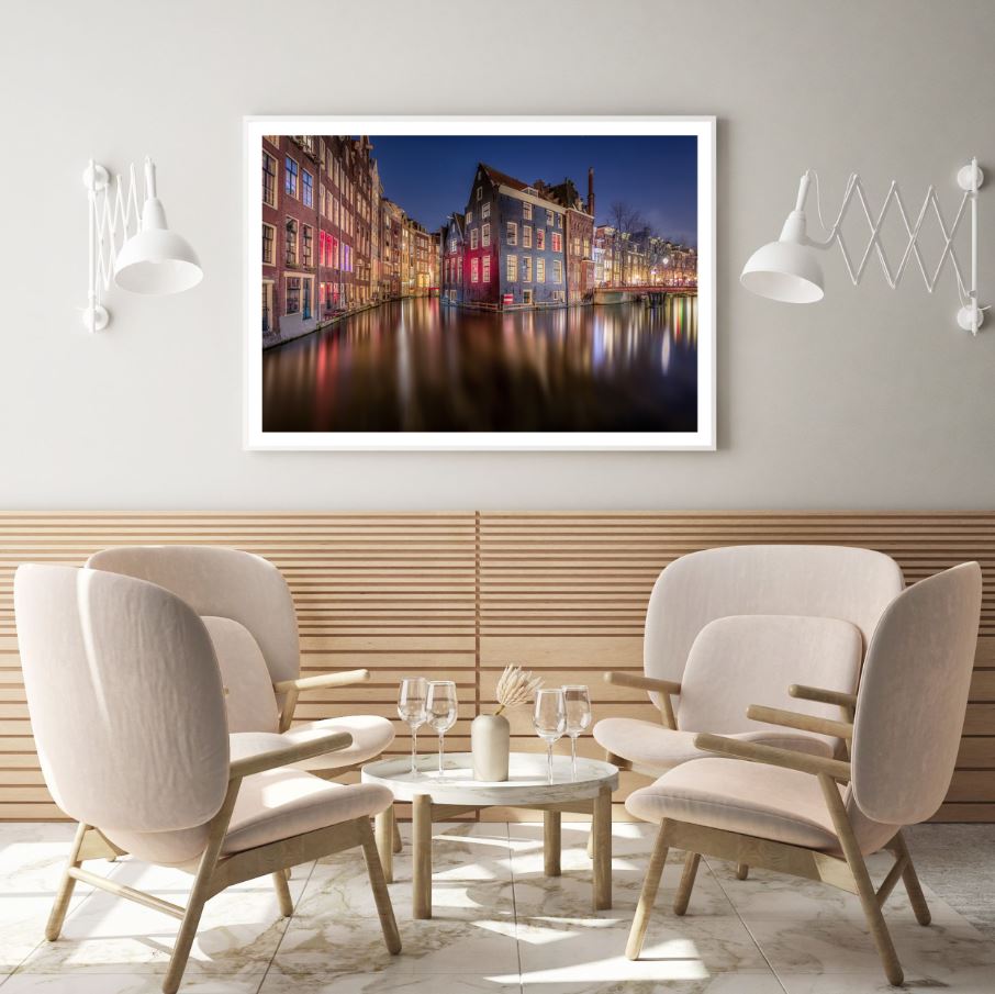 Houses Reflection on Road Scenery Home Decor Premium Quality Poster Print Choose Your Sizes