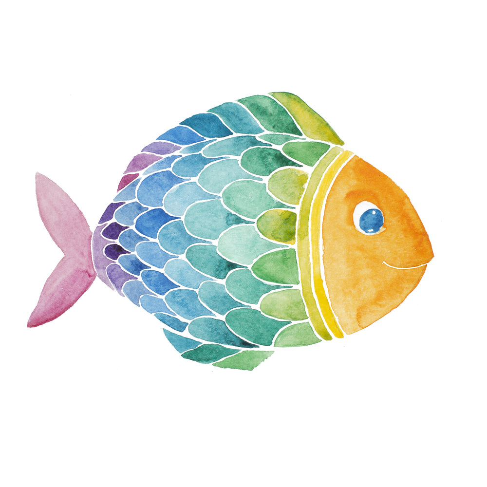 Square Canvas Colorful Fish Watercolor Painting High Quality Print 100% Australian Made