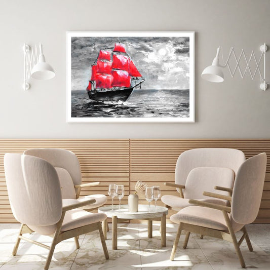 Ship on Sea Watercolor Painting Home Decor Premium Quality Poster Print Choose Your Sizes