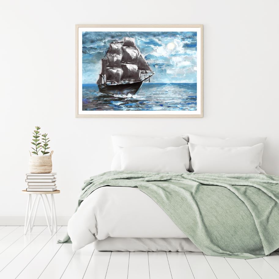 Ship On Sea Oil Painting Home Decor Premium Quality Poster Print Choose Your Sizes