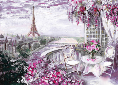 Eiffel Tower & Rose Flower Plants Painting 100% Australian Made