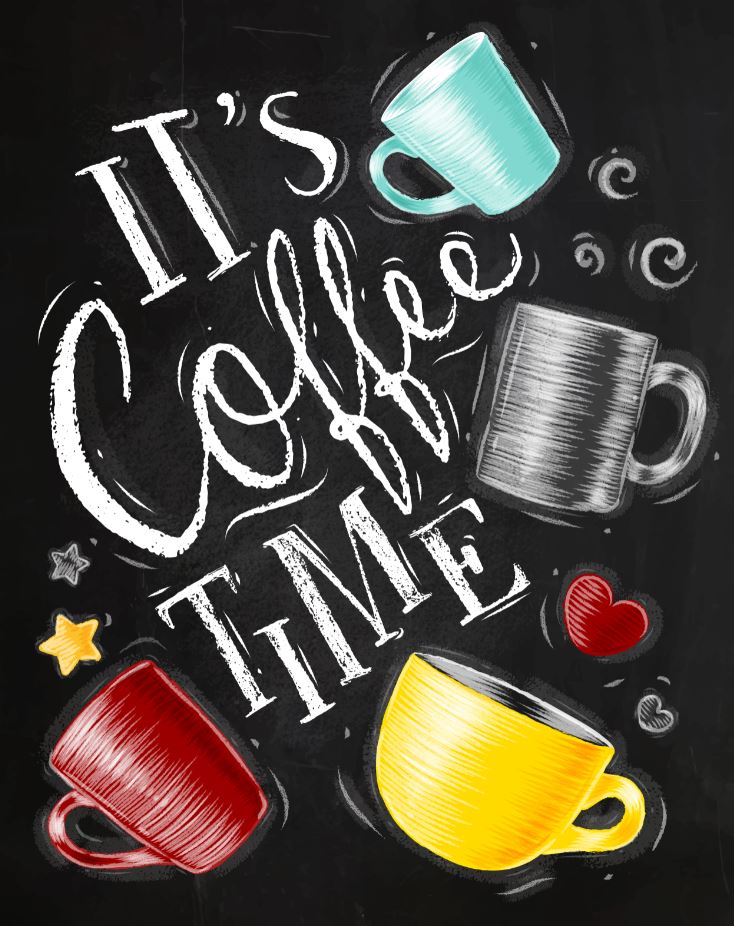 Coffee Time Quote Black Board Kitchen & Restaurant Print 100% Australian Made