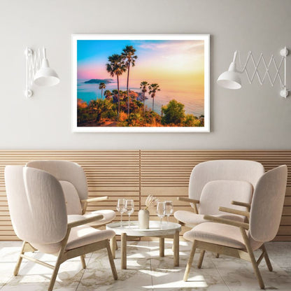 Palm Trees & Sea Sunset Scenery Home Decor Premium Quality Poster Print Choose Your Sizes