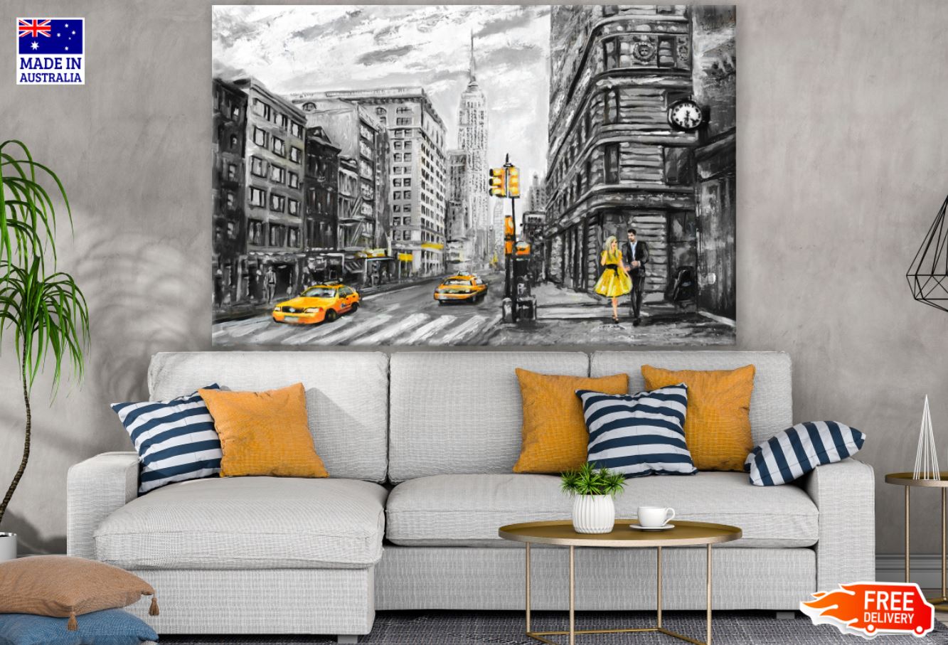 City B&W Painting Print 100% Australian Made