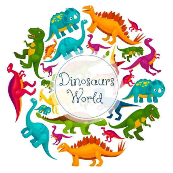 Square Canvas Colorful Dinosaurs Vector Art High Quality Print 100% Australian Made