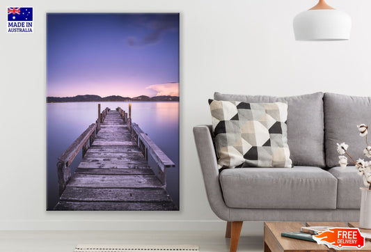 Wooden Pier Over River Sunset Print 100% Australian Made