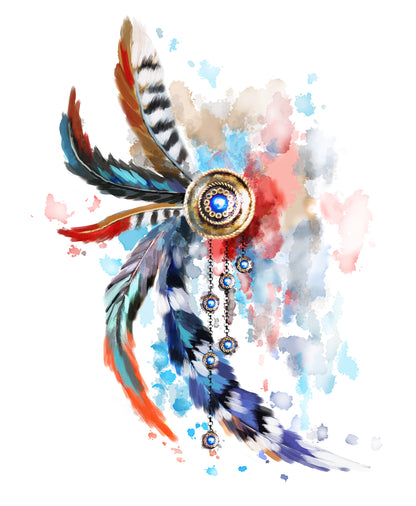 Colourful Bohemian Feather Art Print 100% Australian Made