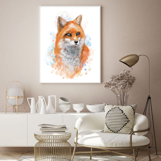 Fox Portrait Watercolor Painting Home Decor Premium Quality Poster Print Choose Your Sizes