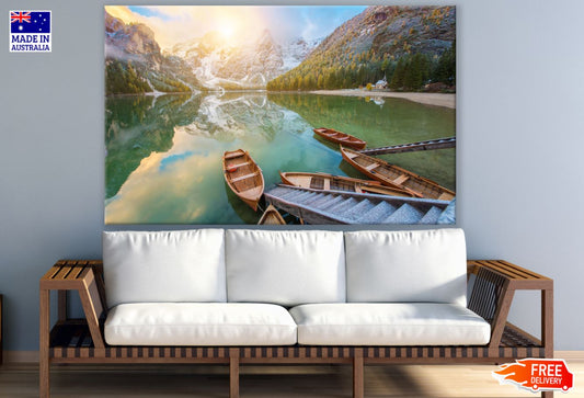 Boats on Lake Scenery Photograph Print 100% Australian Made