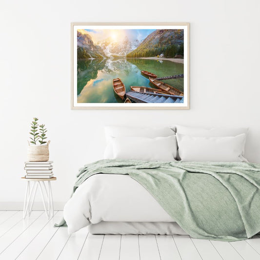 Boats on Lake Scenery Photograph Home Decor Premium Quality Poster Print Choose Your Sizes