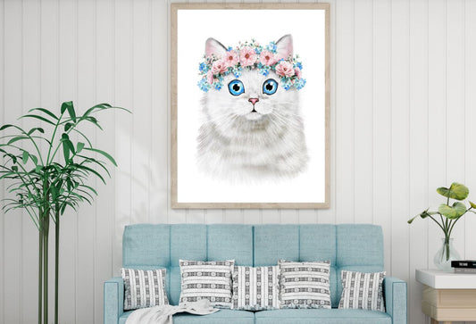 Kitten with Floral Headdress Art Home Decor Premium Quality Poster Print Choose Your Sizes