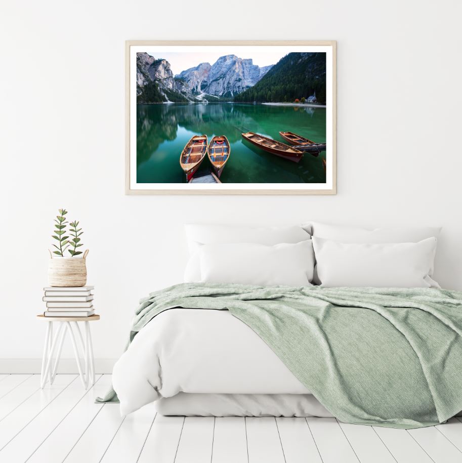 Boats on Lake Scenery Photograph Home Decor Premium Quality Poster Print Choose Your Sizes
