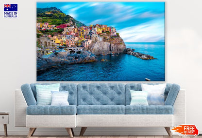 Colorful Cityscape on Mountains Over Mediterranean Sea Photograph Print 100% Australian Made